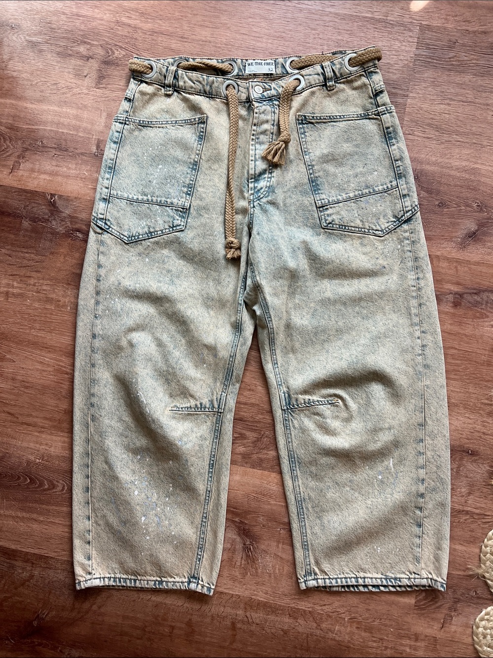 Free People We the Free Moxie Barrel Jeans Size 32 RT $148 NWOT Cowboy